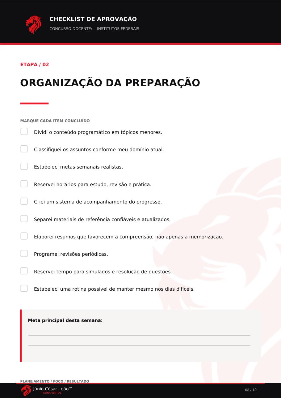 Página interna real do Checklist de Aprovação