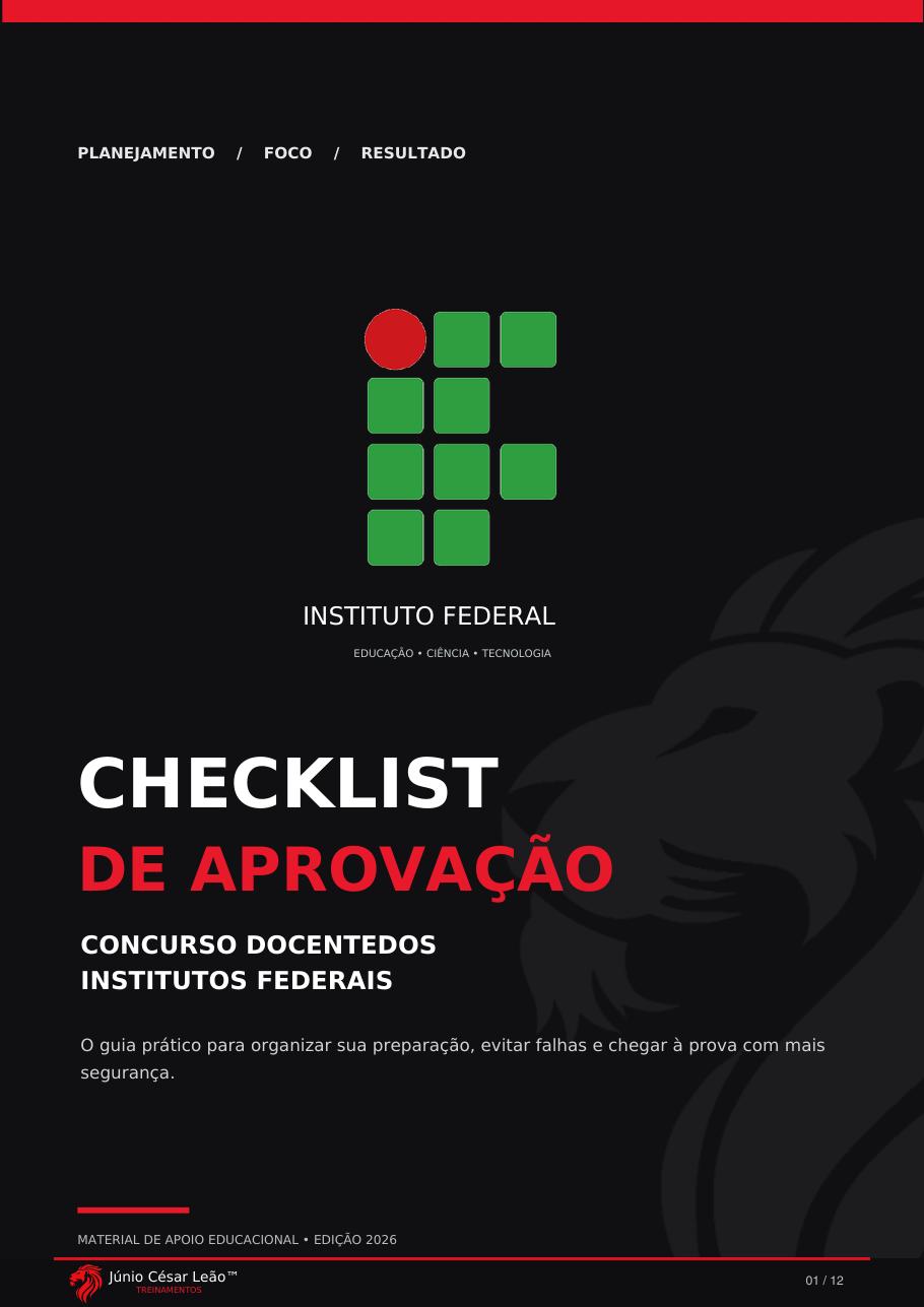 Capa do Checklist de Aprovação — Concurso Docente dos Institutos Federais