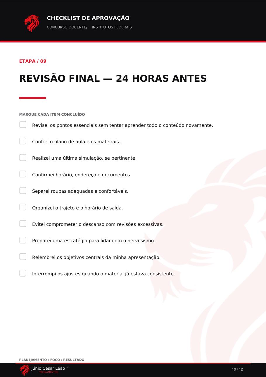 Página interna real do Checklist de Aprovação